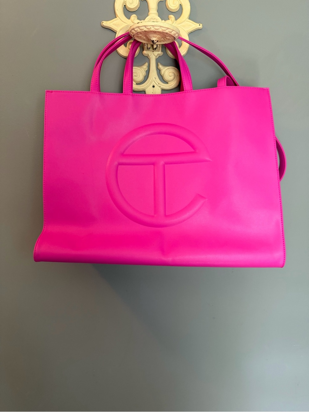 Telfar Hot Pink Embossed Logo Large Tote
